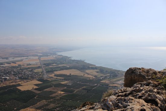 The view of the Sea of Galilee from Mt. Arbel. Picture taken by Kaitlyn Bouchillon.