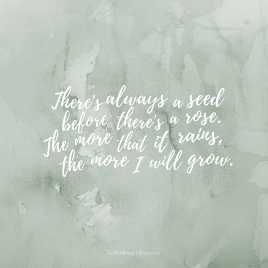 There's always a seed before there's a rose. The more that it rains, the more I will grow.